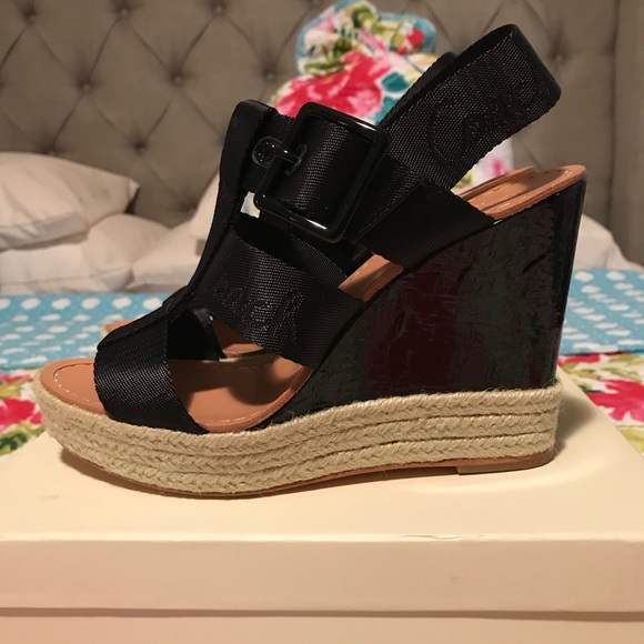 BRAND NEW Coach Maryanne Black Wedge - Picture 1 of 8